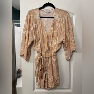 Beige Palm Print Romper